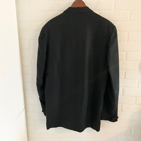 Vintage Men’s blazer overcoat Linen blend Button down Angelico Litrico Black 46L - Picture 15 of 15